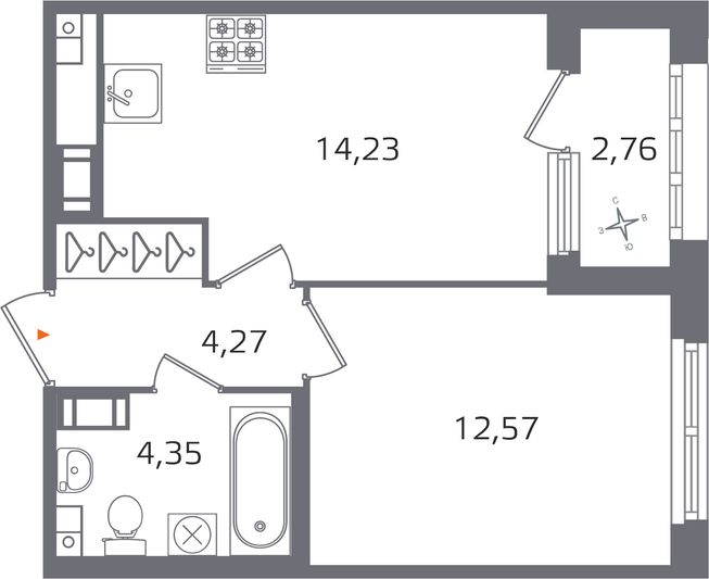 Продажа 1-комнатной квартиры 36,8 м², 9/17 этаж