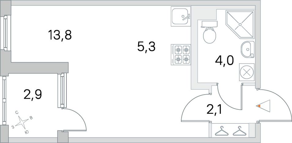 Продажа квартиры-студии 26,6 м², 2/5 этаж