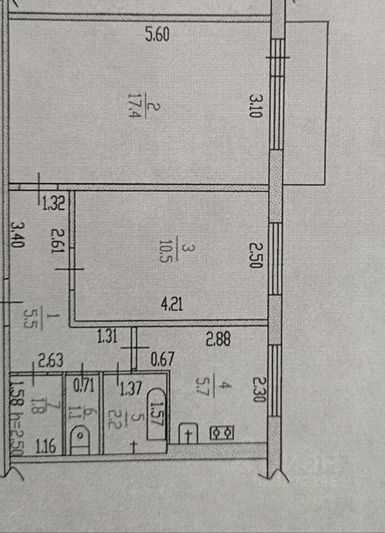 Продажа 2-комнатной квартиры 44,2 м², 2/5 этаж