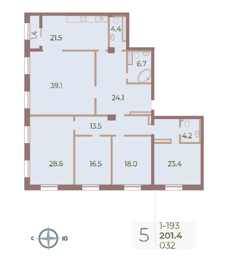 Продажа многокомнатной квартиры 201,4 м², 9/9 этаж