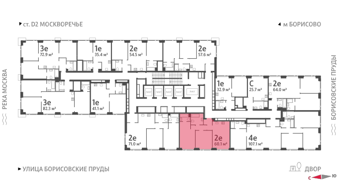 Продажа 2-комнатной квартиры 60,1 м², 34/52 этаж