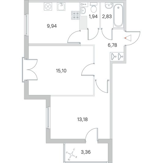 Продажа 2-комнатной квартиры 51,5 м², 3/4 этаж