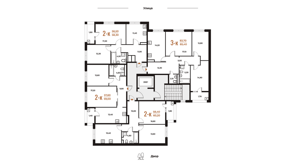 Продажа 3-комнатной квартиры 85,4 м², 3 этаж