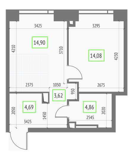Продажа 1-комнатной квартиры 42,2 м², 6/57 этаж