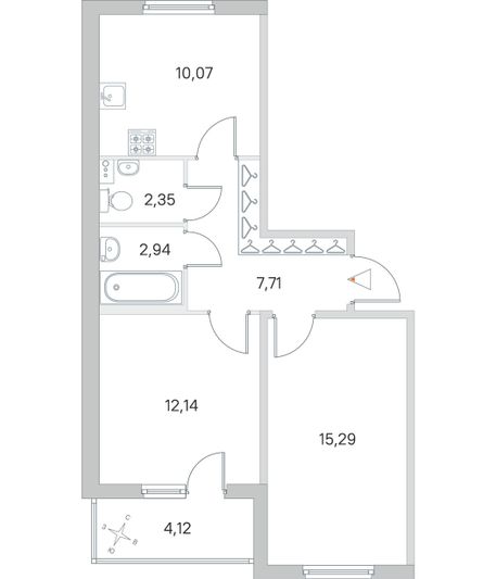 Продажа 2-комнатной квартиры 52,6 м², 2/4 этаж