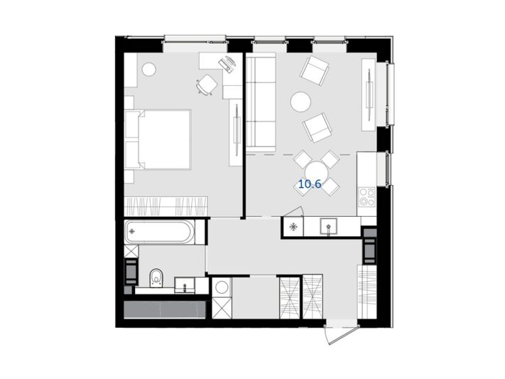Продажа 2-комнатной квартиры 55,7 м², 31/47 этаж