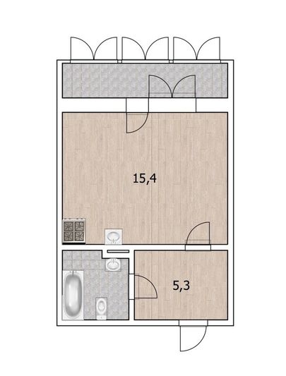 Продажа квартиры-студии 27 м², 2/4 этаж