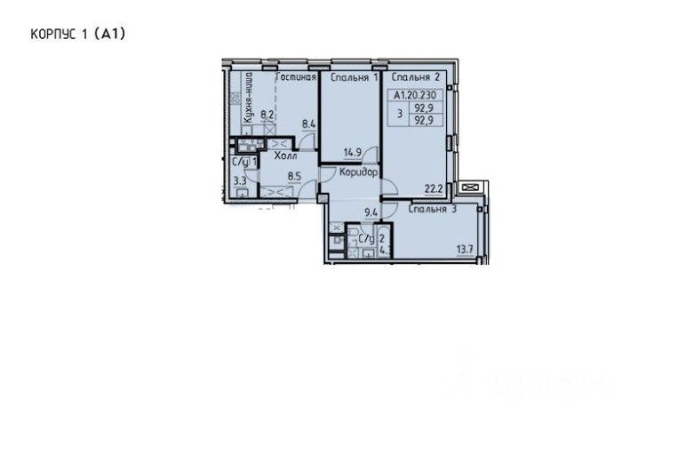 Продажа 3-комнатной квартиры 95 м², 20/29 этаж