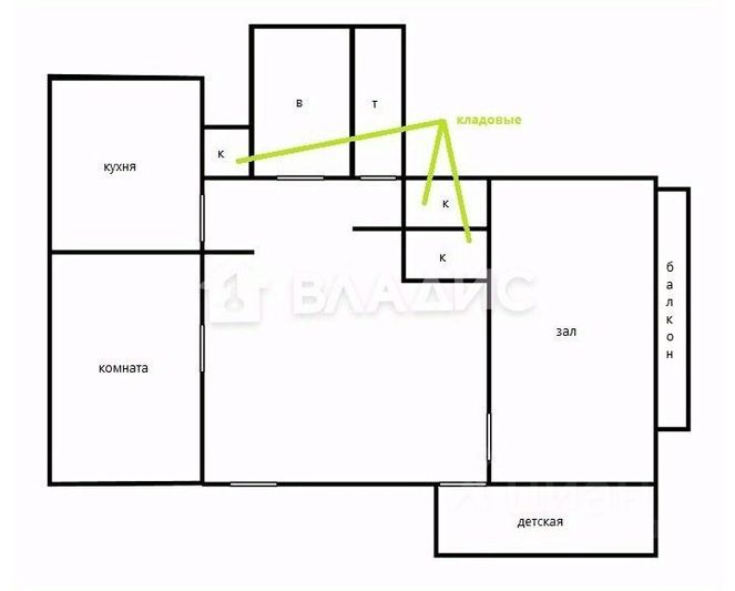 Продажа 3-комнатной квартиры 69 м², 2/2 этаж