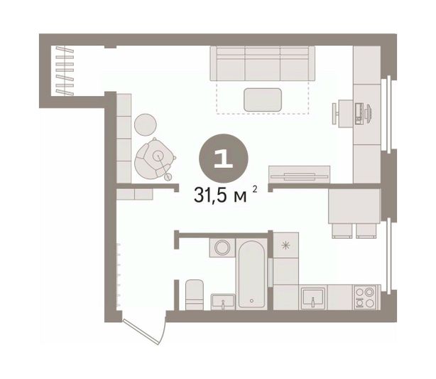 Продажа 1-комнатной квартиры 31,5 м², 1/4 этаж