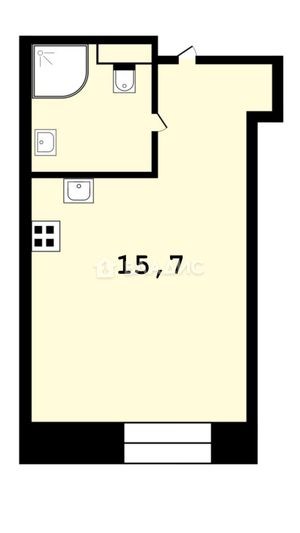 Продажа квартиры-студии 15,7 м², 3/5 этаж