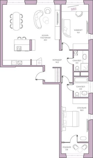 Продажа 3-комнатной квартиры 100,3 м², 2/18 этаж