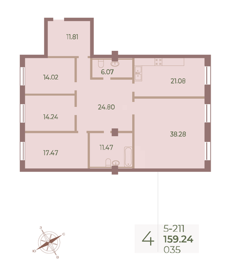 Продажа 4-комнатной квартиры 159,6 м², 1/9 этаж