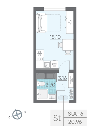 Продажа квартиры-студии 21 м², 14/25 этаж
