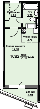 Продажа квартиры-студии 32,2 м², 6/17 этаж