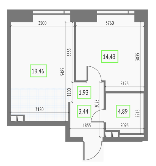 Продажа 1-комнатной квартиры 44,2 м², 4/57 этаж