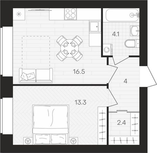 Продажа 1-комнатной квартиры 40,3 м², 3/10 этаж