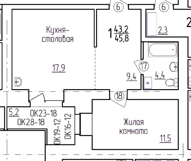 Продажа 1-комнатной квартиры 46 м², 7/10 этаж