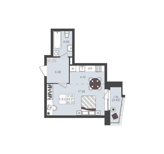 Продажа 1-комнатной квартиры 35 м², 5/22 этаж