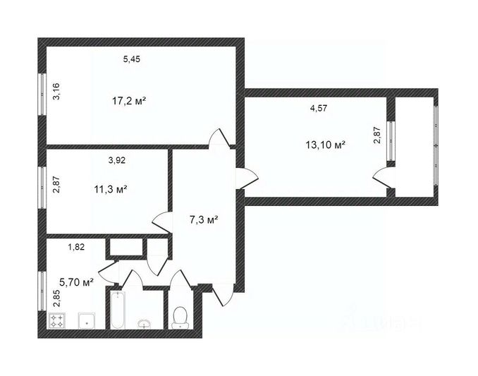 Продажа 3-комнатной квартиры 58,1 м², 9/9 этаж