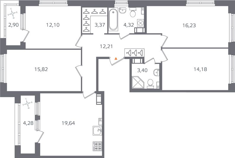 Продажа 4-комнатной квартиры 104,9 м², 9/16 этаж