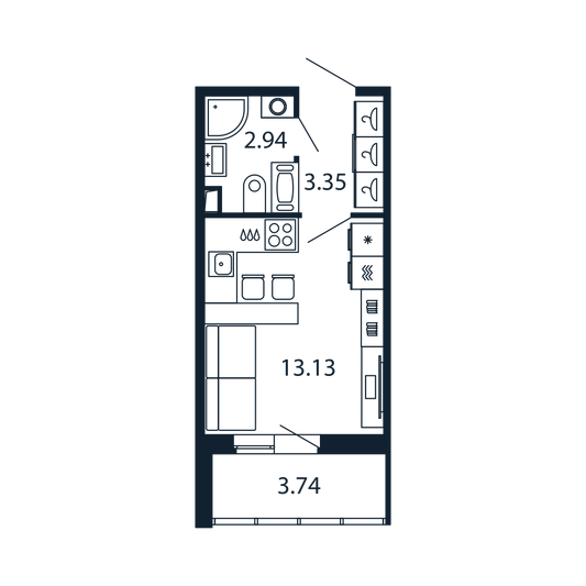 Продажа квартиры-студии 19,3 м², 3/13 этаж