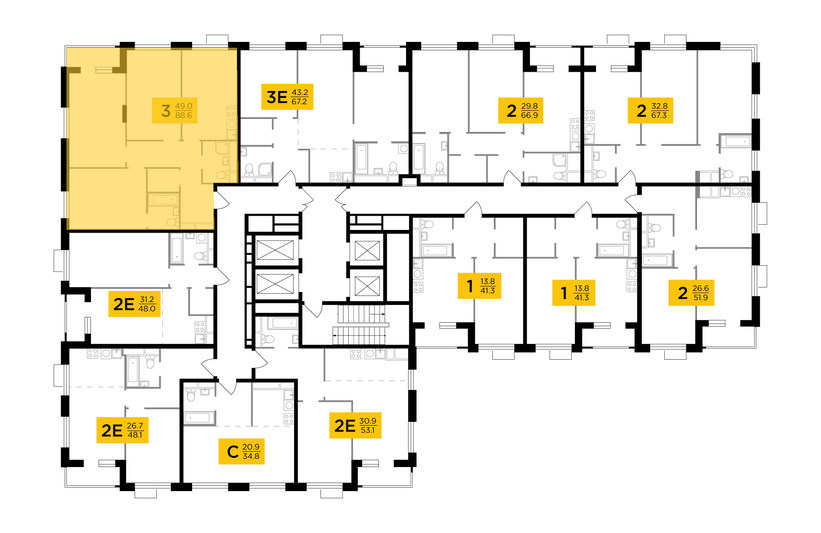 Продажа 3-комнатной квартиры 88,6 м², 4/27 этаж