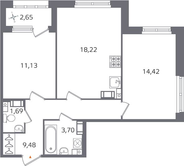 Продажа 2-комнатной квартиры 60 м², 10/17 этаж