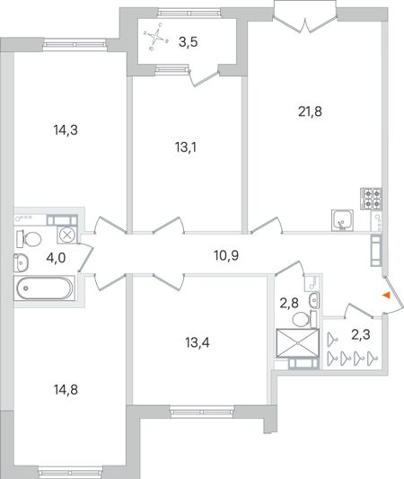 Продажа 4-комнатной квартиры 99,2 м², 4/4 этаж