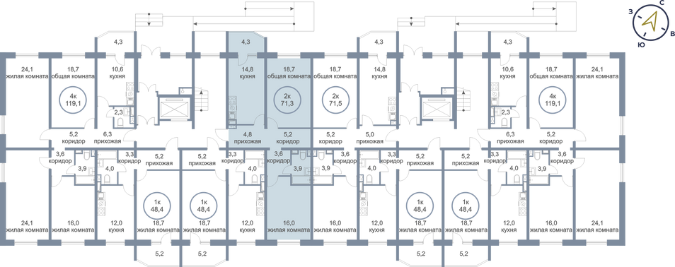 Продажа 2-комнатной квартиры 71,3 м², 1/8 этаж