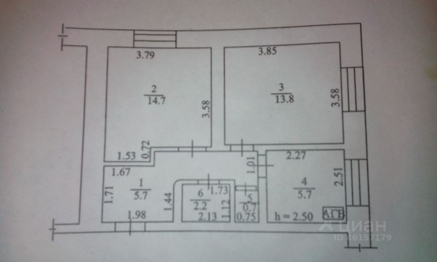 Продажа 2-комнатной квартиры 42,8 м², 2/2 этаж