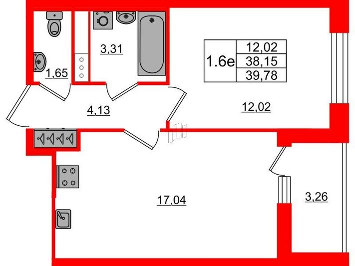 Продажа 1-комнатной квартиры 38,2 м², 11/14 этаж