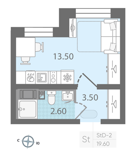 Продажа квартиры-студии 19,6 м², 4/25 этаж