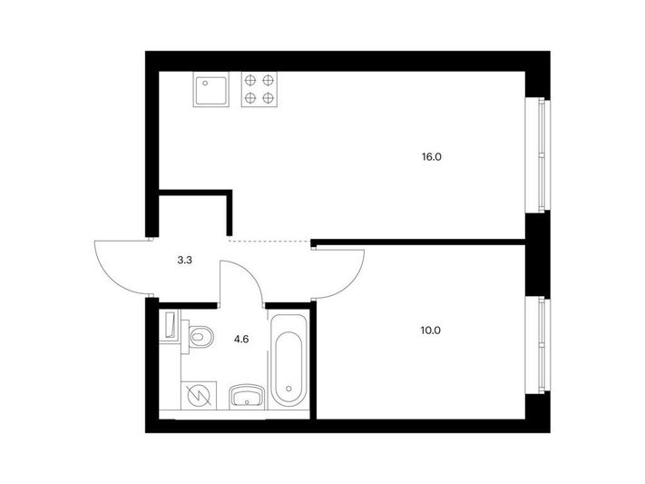 Продажа 1-комнатной квартиры 33,9 м², 1/12 этаж