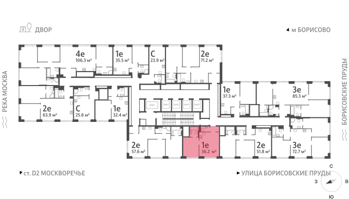 Продажа 1-комнатной квартиры 36,2 м², 49/52 этаж