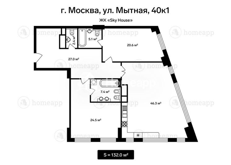 Продажа 3-комнатной квартиры 132,7 м², 15/22 этаж