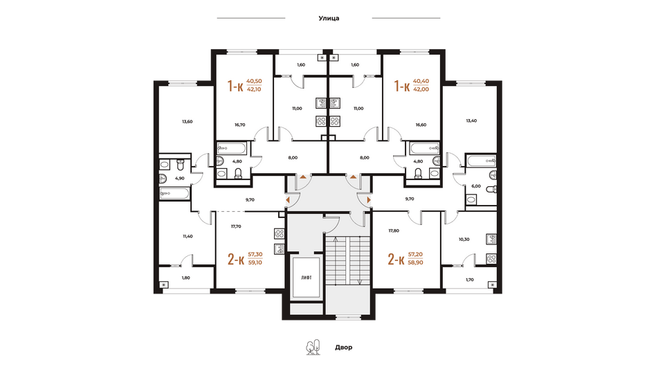 Продажа 2-комнатной квартиры 58,9 м², 2 этаж