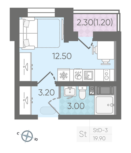 Продажа квартиры-студии 19,9 м², 14/25 этаж