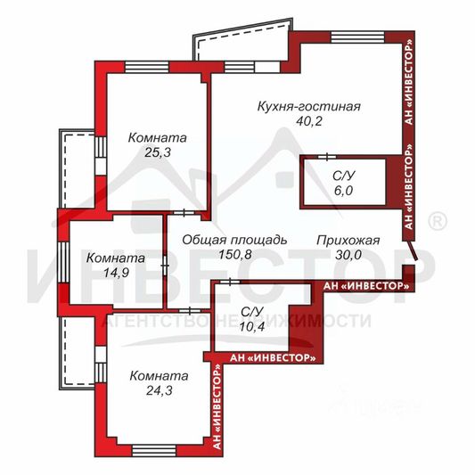 Продажа 3-комнатной квартиры 150,8 м², 12/16 этаж