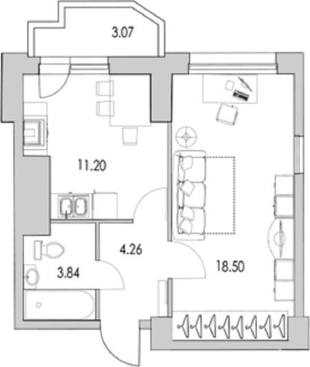 Продажа 1-комнатной квартиры 38,7 м², 7/24 этаж