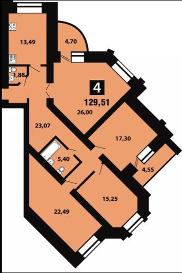 Продажа 4-комнатной квартиры 129,5 м², 4/12 этаж