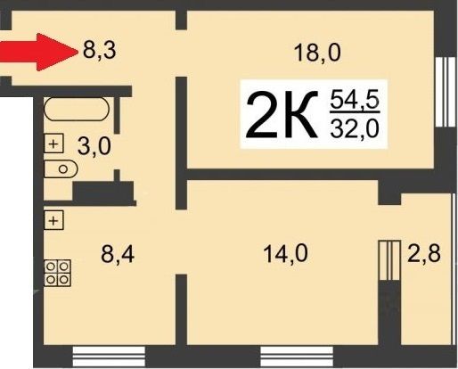 Продажа 2-комнатной квартиры 54,5 м², 2/10 этаж