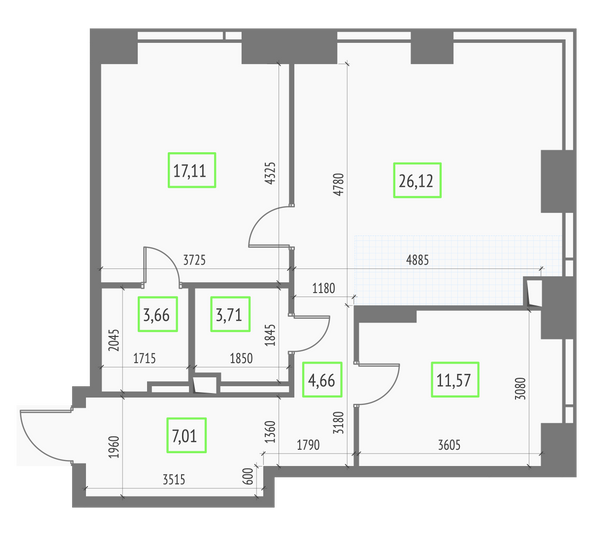 Продажа 2-комнатной квартиры 73,8 м², 23/57 этаж