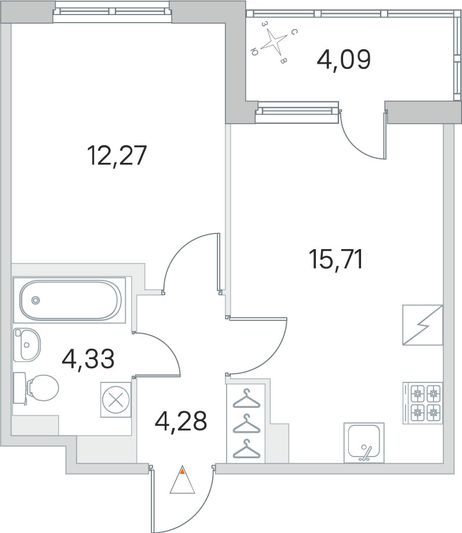 Продажа 1-комнатной квартиры 38,6 м², 2/5 этаж