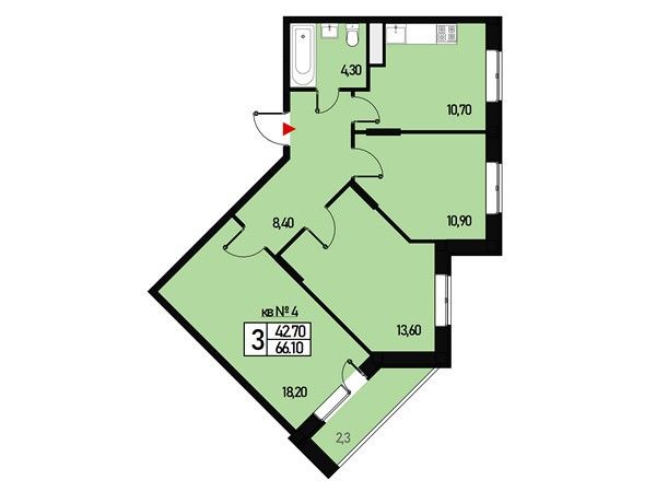 Продажа 3-комнатной квартиры 66 м², 1/3 этаж