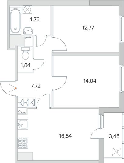 Продажа 2-комнатной квартиры 59,4 м², 2/8 этаж