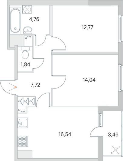 Продажа 2-комнатной квартиры 59,4 м², 8/8 этаж