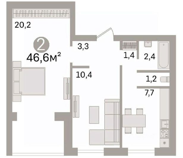 Продажа 2-комнатной квартиры 48,1 м², 1/5 этаж