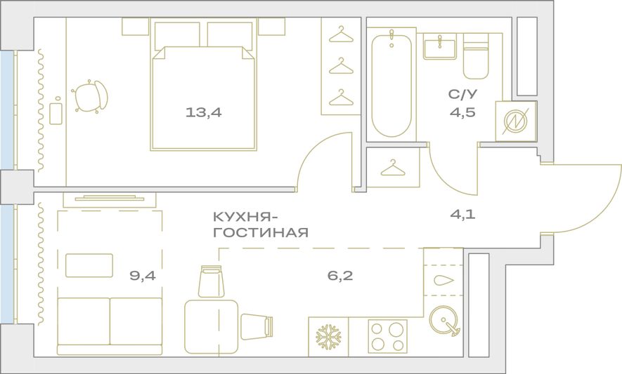 Продажа 2-комнатной квартиры 37,6 м², 12/23 этаж