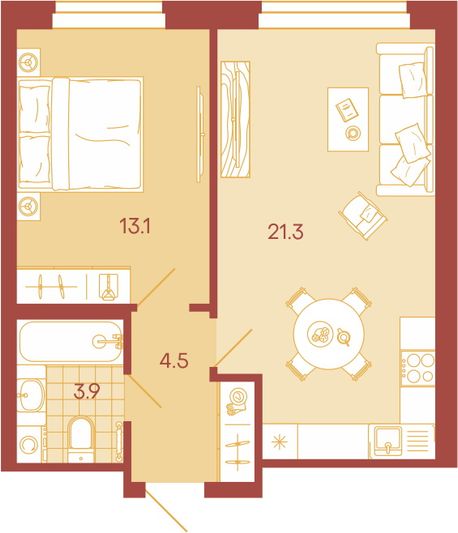 Продажа 2-комнатной квартиры 42,8 м², 14/18 этаж